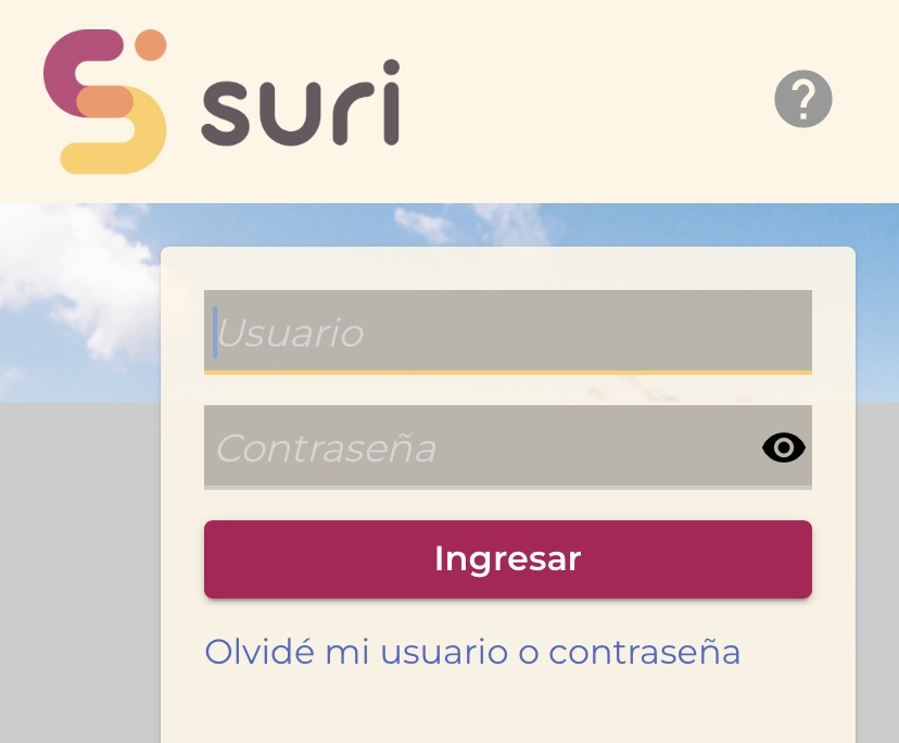 Toma de pantalla (screenshot) de la plataforma SURI
