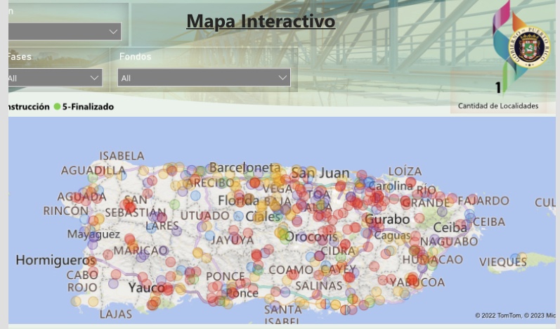 Toma de captura del mapa interactivo de mejoras Acueductos y alcantarillados 