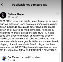 Una madre lanza denuncias contra el Bayamon's children hospital.