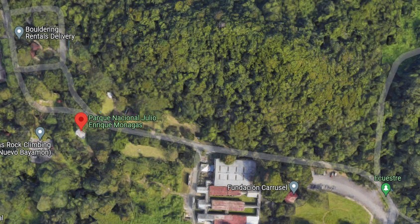 Captura de pantalla de vista aerea en google maps del parque nacional Julio Enrique Monagas